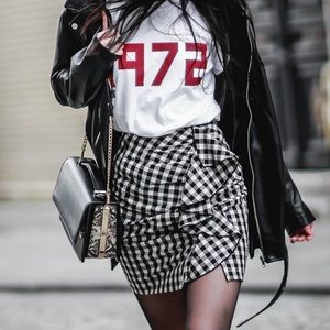 Gingham Ruffle High Waisted Skirt